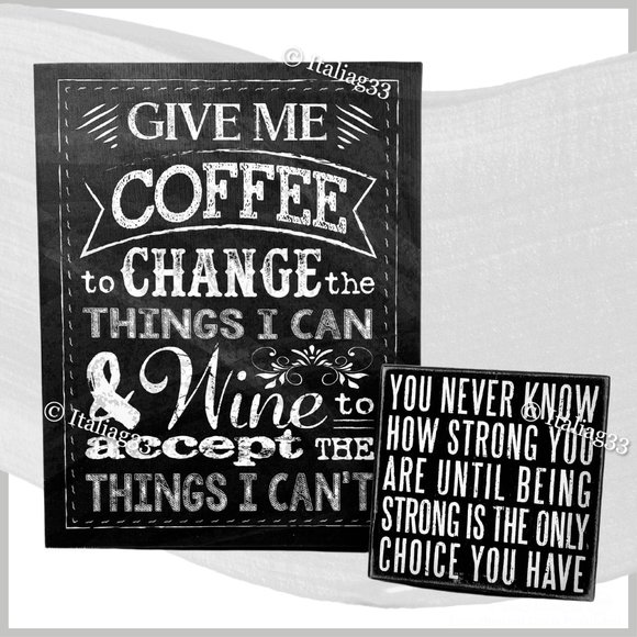 Sign Wall Art Inspirational Coffee Wine Strong Primitives by Kally &Melody Hogan - Picture 15 of 16
